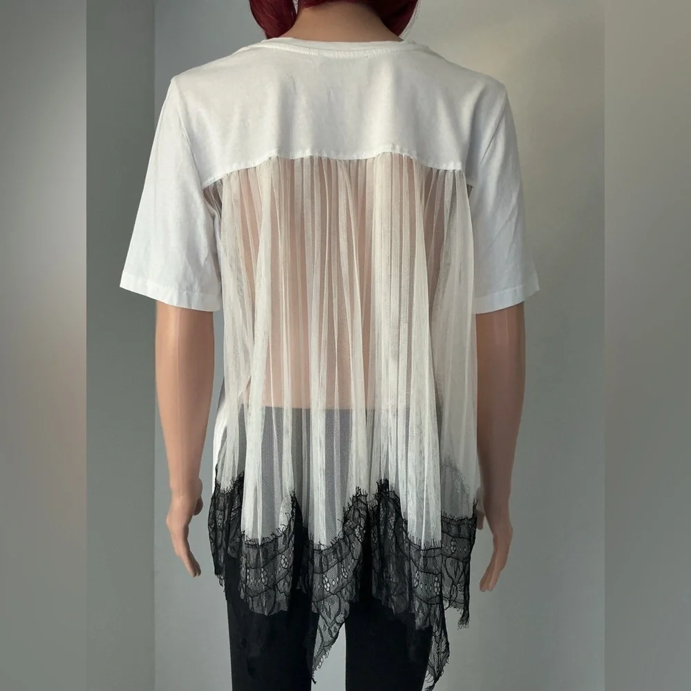 Zara White Short Sleeve Tee Sz M